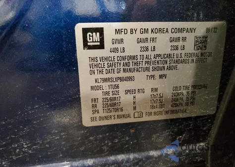 2023 Chevrolet Trailblazer Lt z USA, uszkodzony, nr VIN KL79MRSLXPB040993